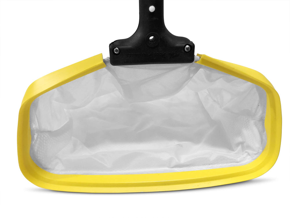BUCKET PROS close-up of double-stitched fine mesh capturing sand and silt for cleaner water