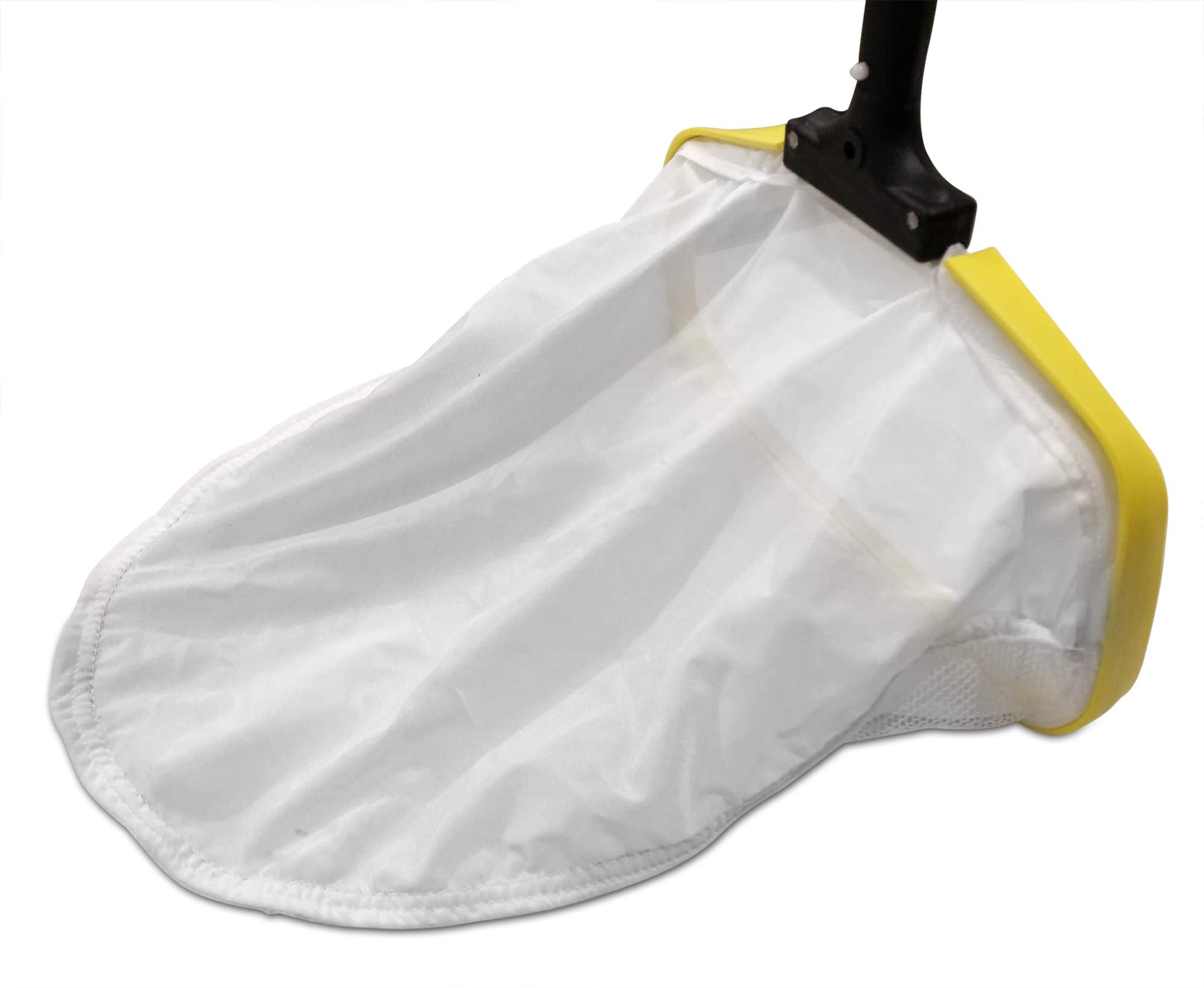 BUCKET PROS size comparison next to a telescopic pole showing compact 14-inch reach advantage