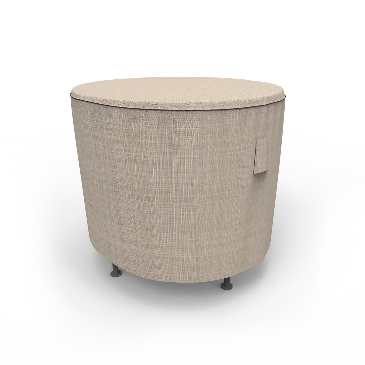 Budge front view of cover protecting small round table with elegant look