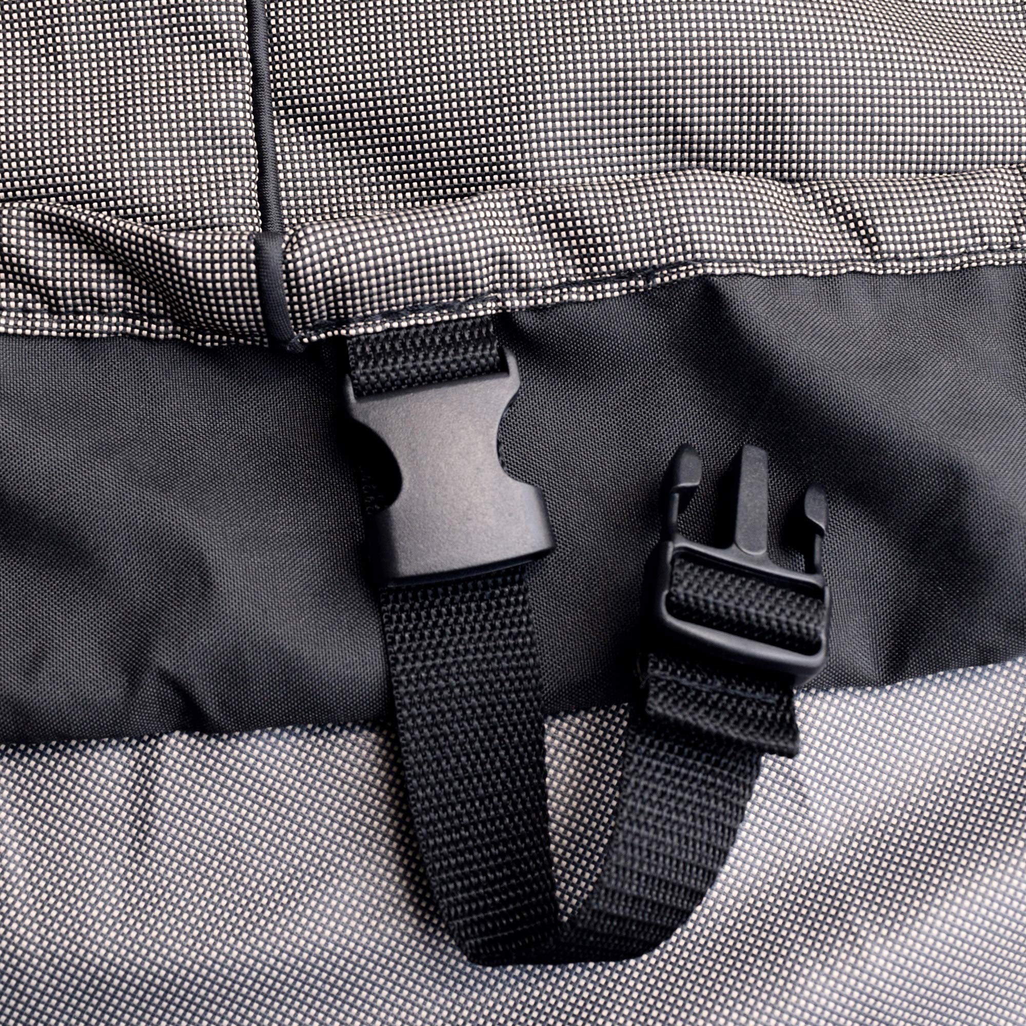 Budge folded packed storage showing compact portability and off-season storage