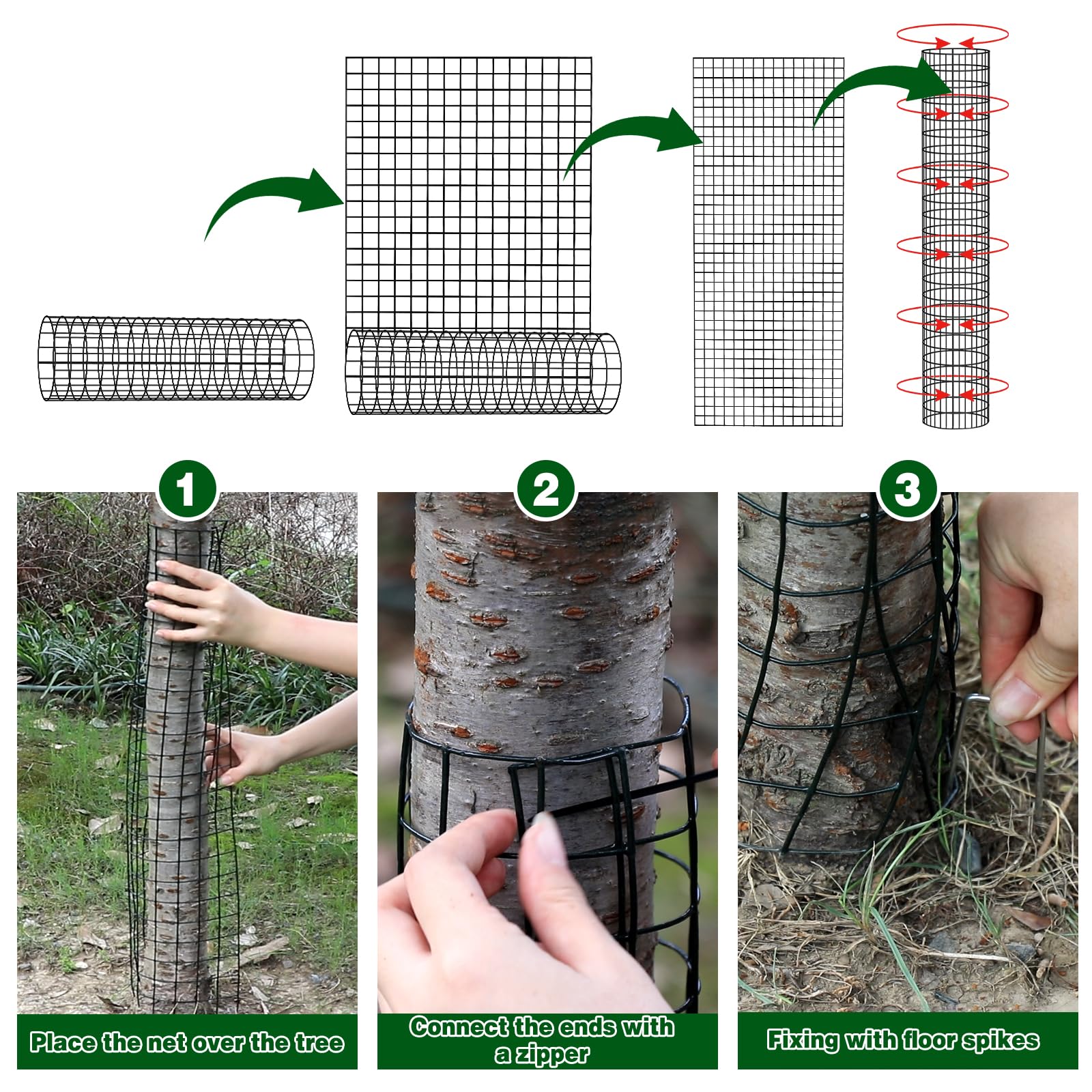 Budiwati metal U-shaped stake installed at base providing stable guard anchoring