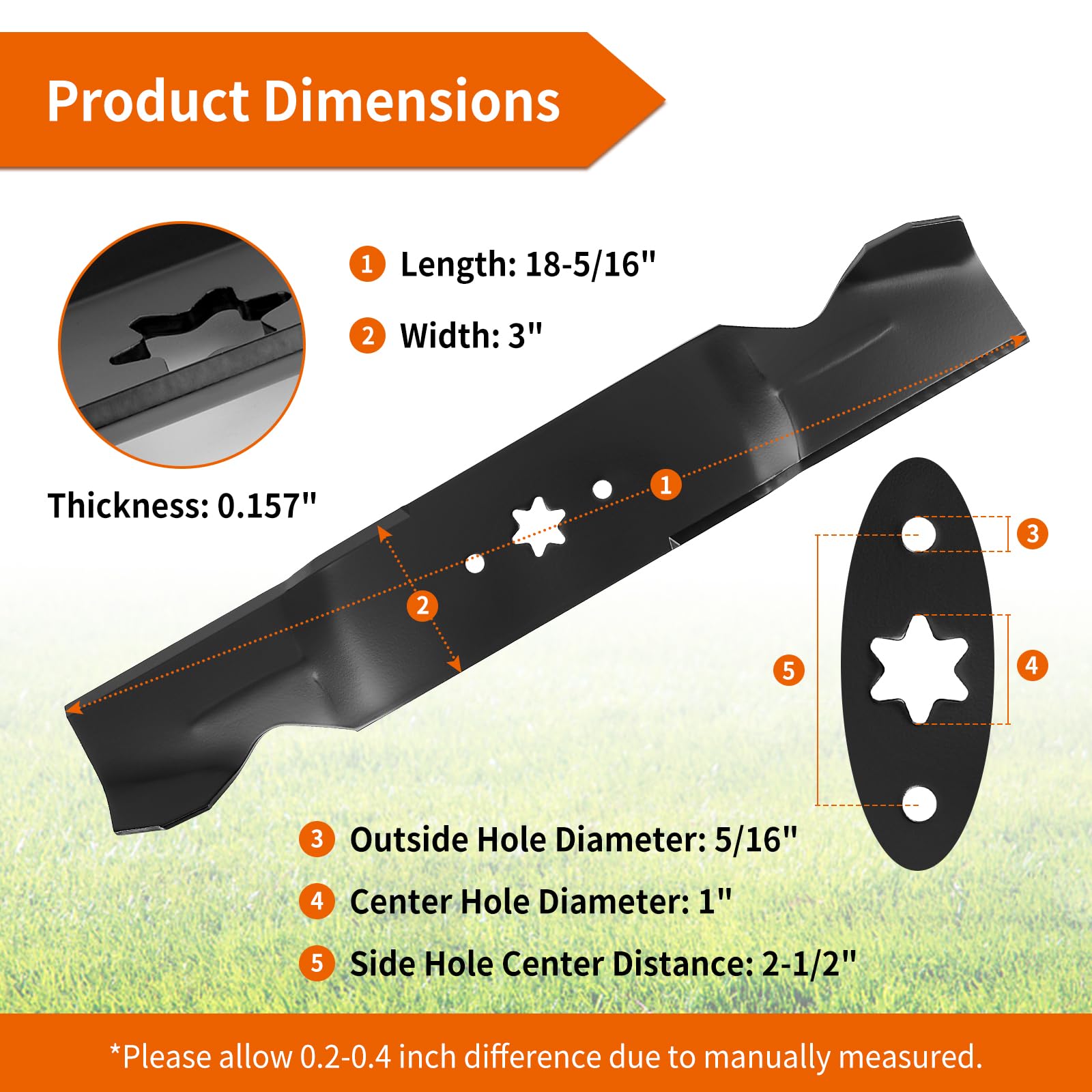 budrash close-up of mulching edge curve on blade, improves clipping circulation