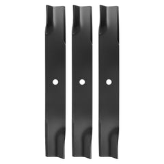 budrash front packaging showing three compatible Hustler mower blades for quick identification