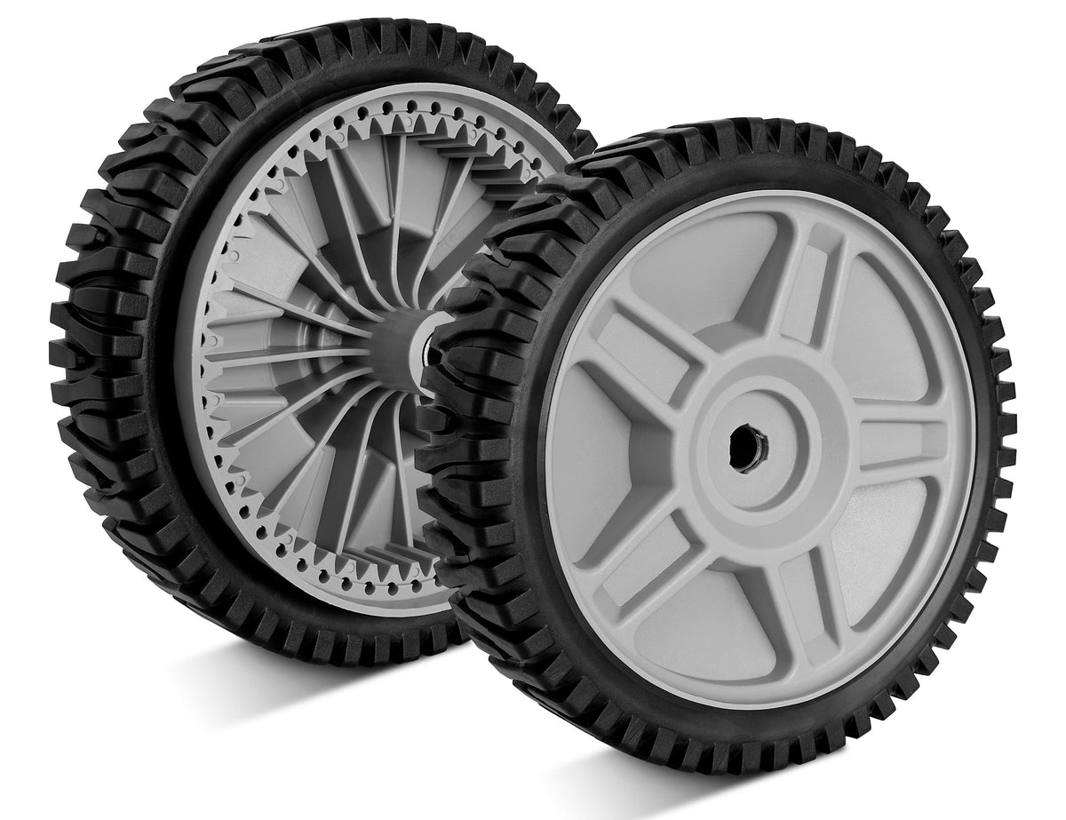 budrash front wheels packaging view showing two 8-inch replacement wheels and benefits of OEM fit