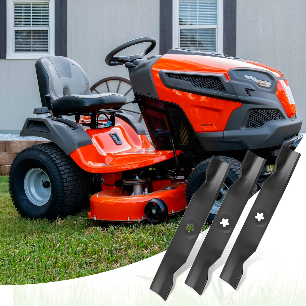 budrash lawn tractor with new blades ready to mow for cleaner discharge benefit