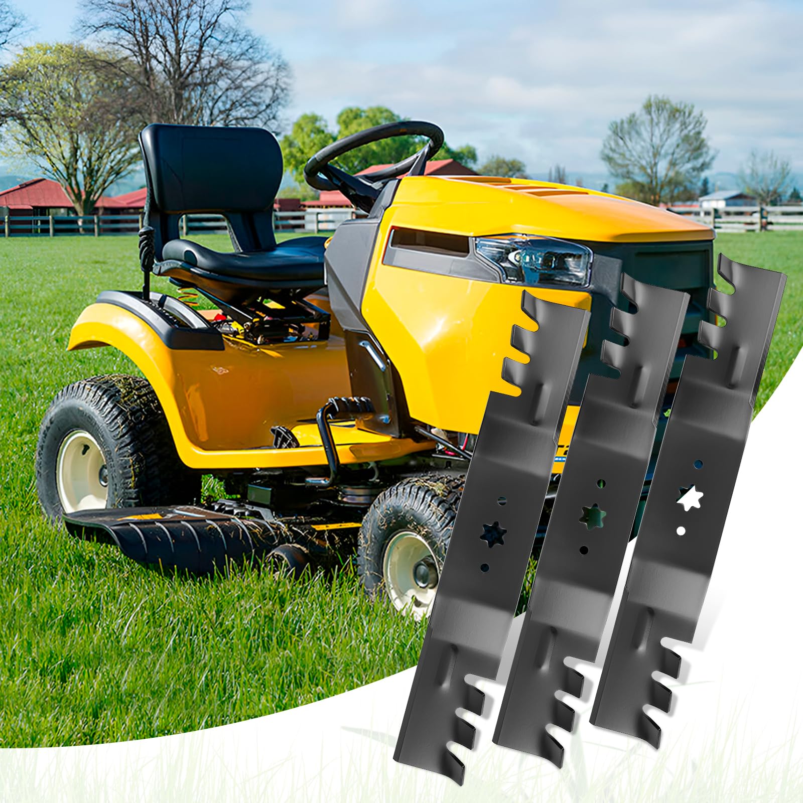 budrash blades cutting grass on a lawn tractor showing cleaner clippings