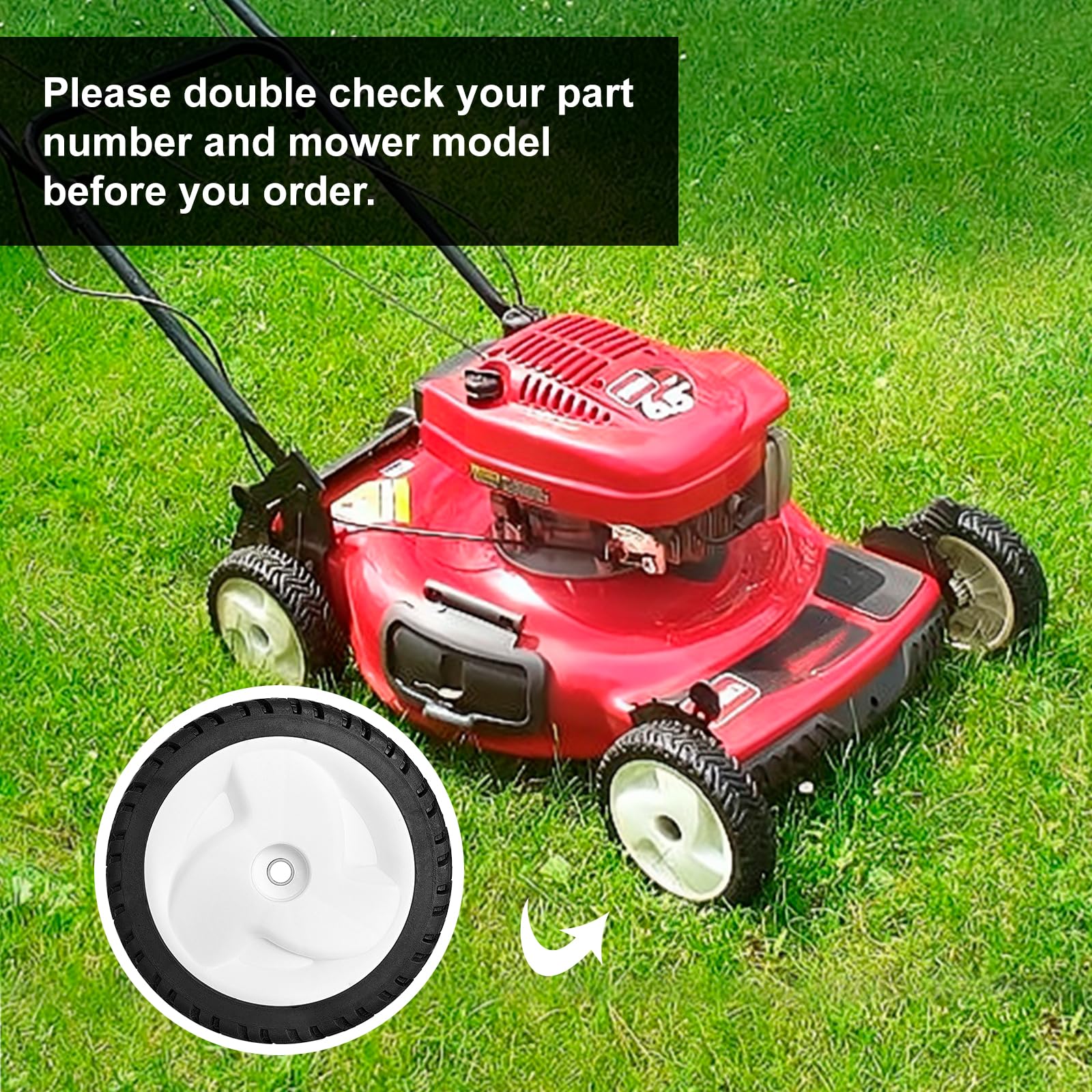 budrash replacement wheels on mower in backyard scene showing reliable lawn performance
