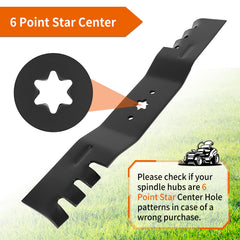 budrash 6-point star center hole detail for secure fit on 54" decks