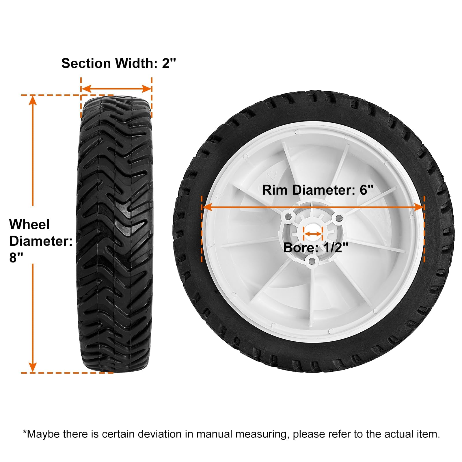 budrash wheel side profile displaying 8-inch diameter for correct clearance