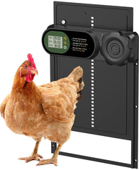 Budsom front view of automatic coop door showing durable construction and secure closure