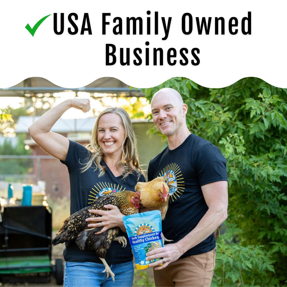 Hand holding Buff Clucks bag to show 5 lb size and value