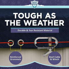 Buffalo Blizzard reinforced grommet with cable and winch for secure fit
