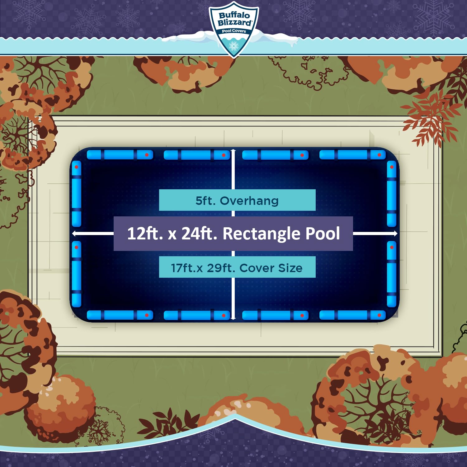 Buffalo Blizzard installed on an inground pool showing full seasonal coverage benefit