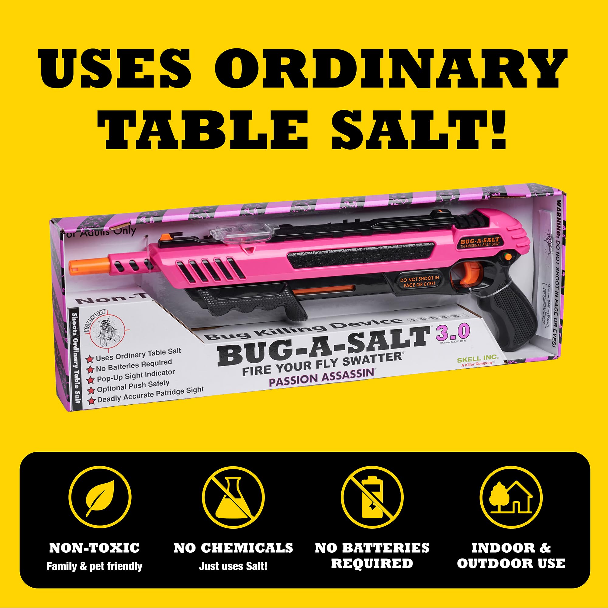 BUG-A-SALT tolva de sal mejorada para recargas rápidas y seguras