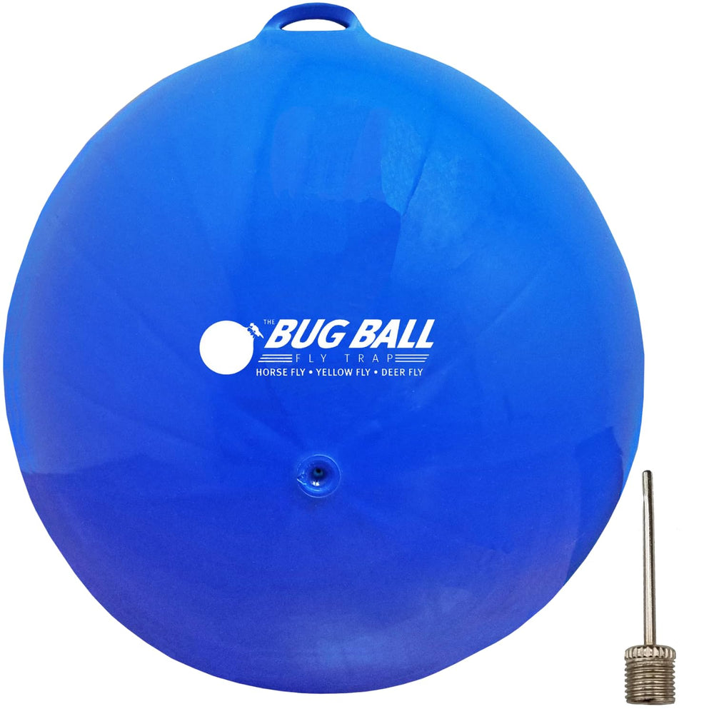Bug Ball front view showing two replacement balls and benefits for outdoor pest reduction