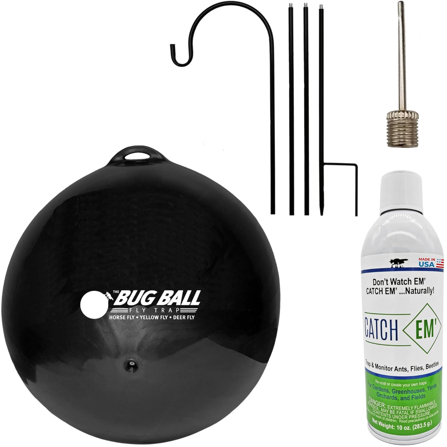 Bug Ball front packaging showing two traps and included accessories for easy setup