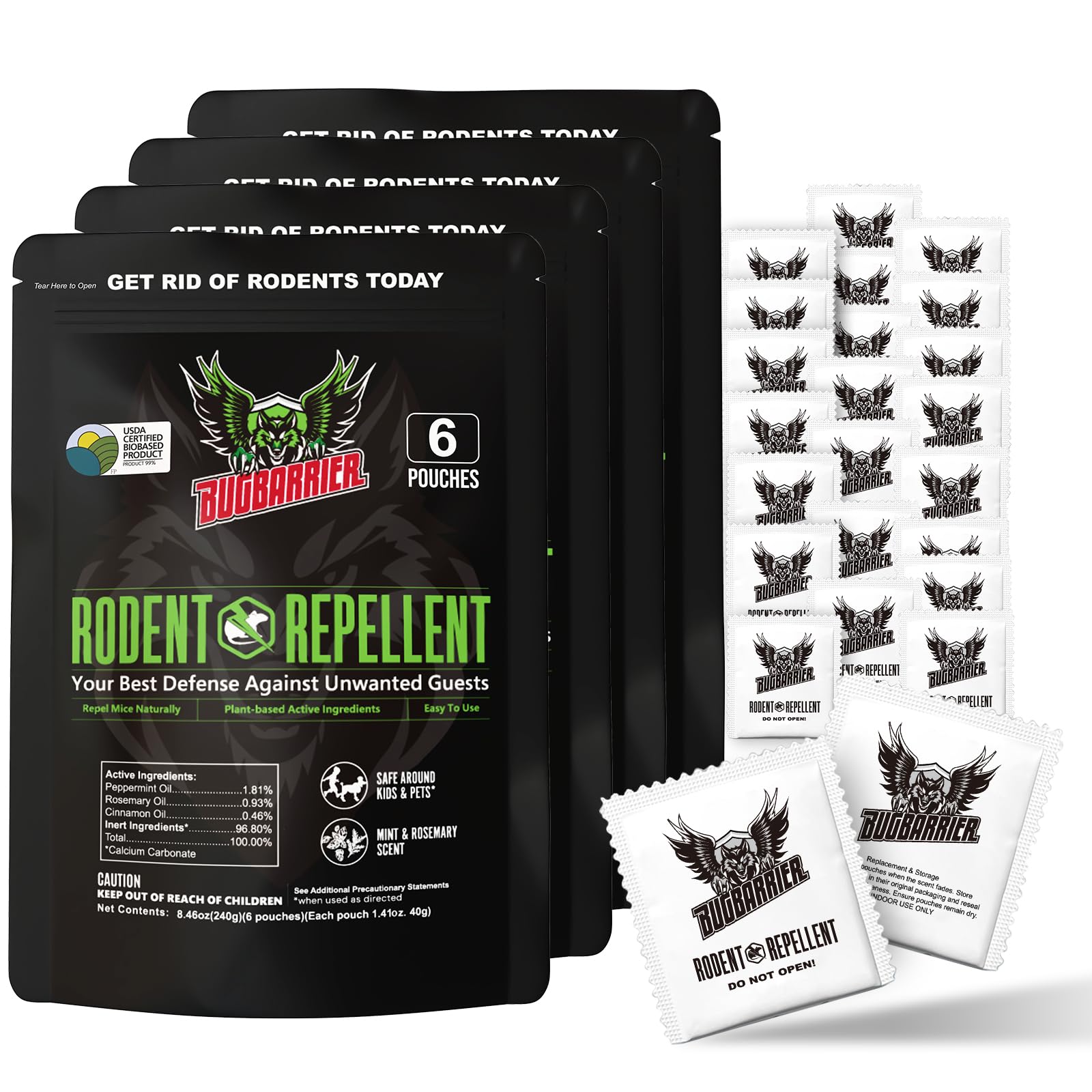 BugBarrier front packaging showing 24-pack and peppermint rosemary scent benefit