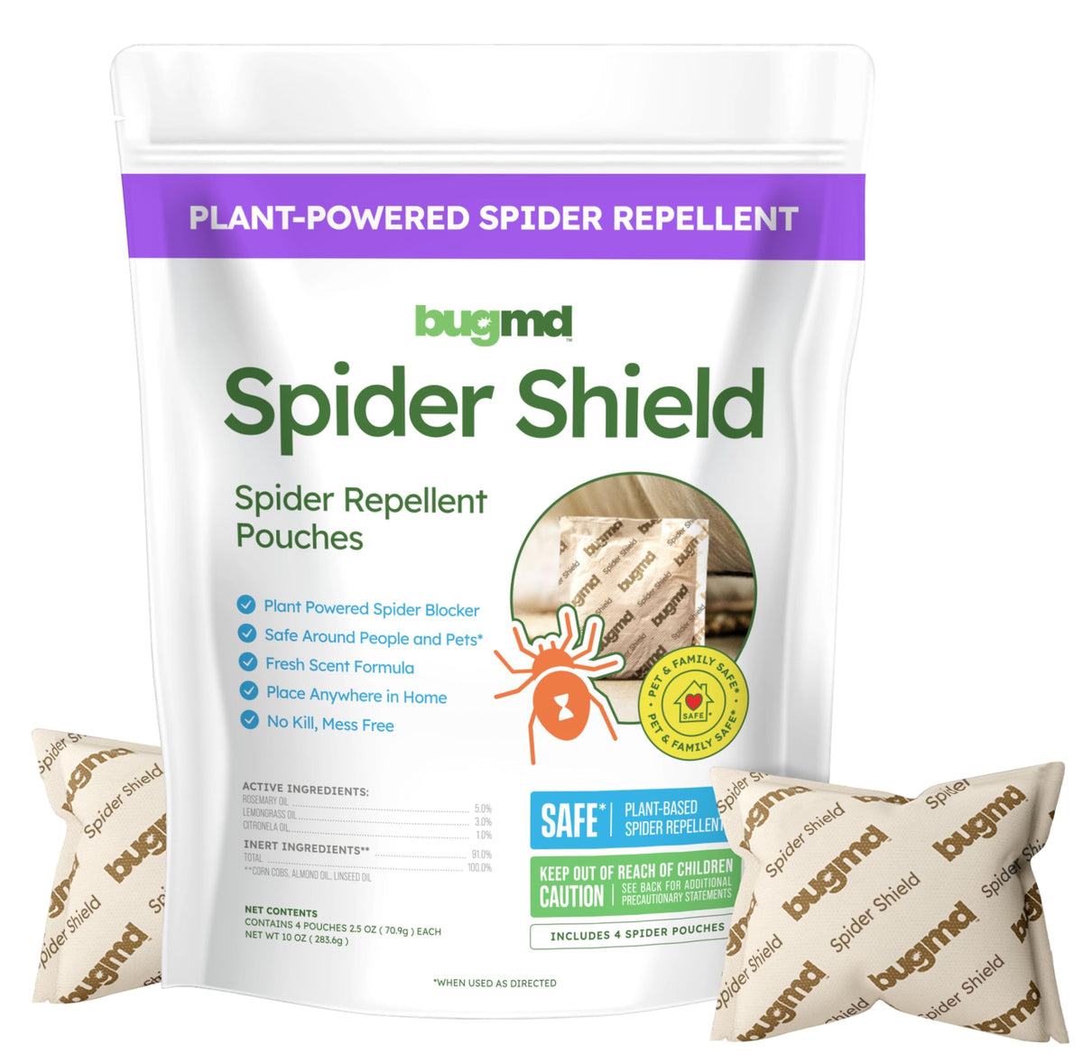 BugMD front packaging showing pouches and branding for easy identification and benefit