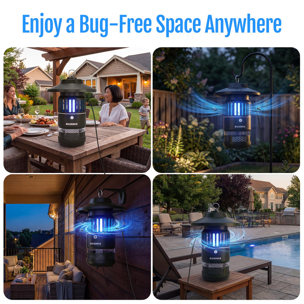 BUGNIX night scene glowing in backyard illustrating soft light and insect attraction
