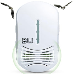 BugWomp BEU-W front view in stealth white showing compact design and easy plug-in benefit