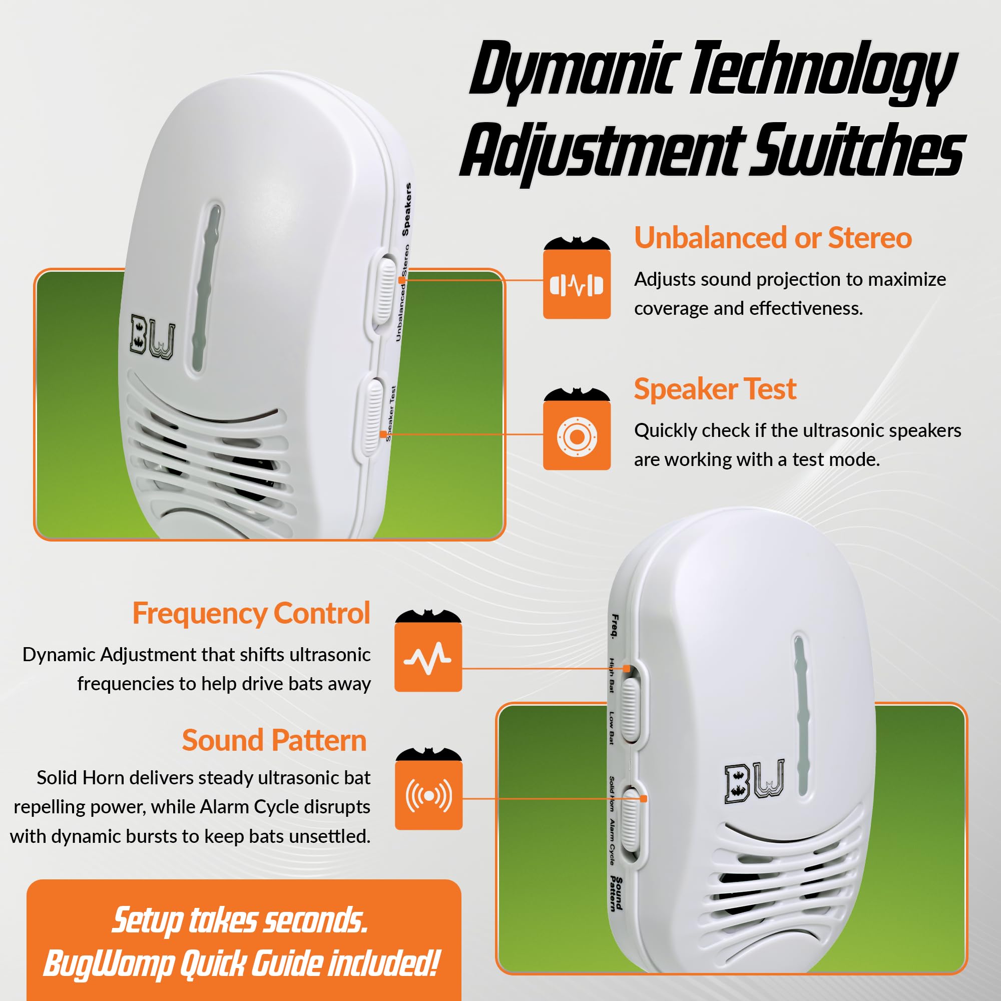 BugWomp BEU-W installed in attic scene showing large-room protection and discreet presence benefit