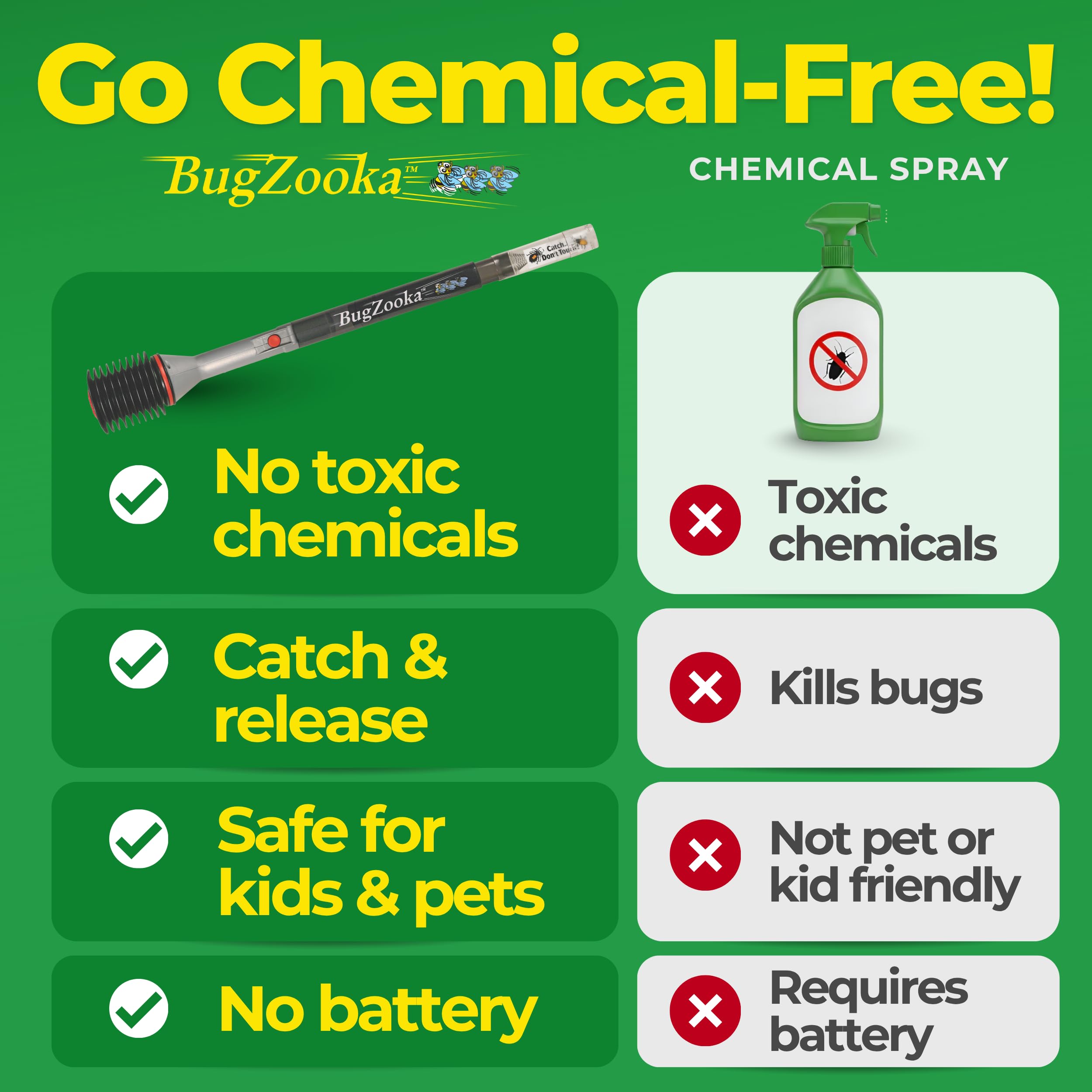 BugZooka clear collection chamber visible capture for quick release