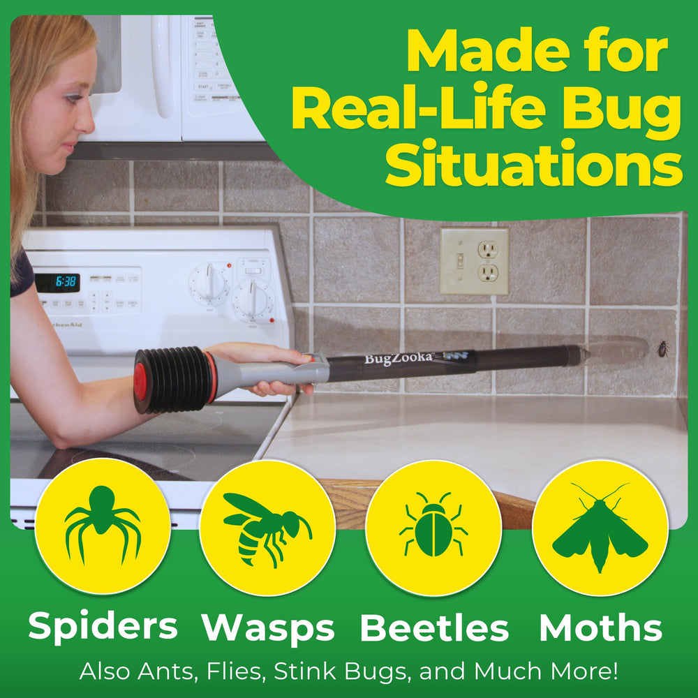 BugZooka in use by adult catching a fly keeps hands clean and safe