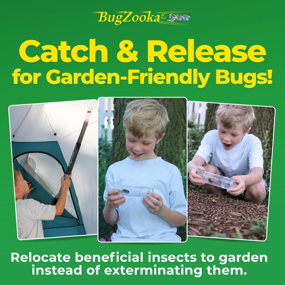 BugZooka size comparison next to hand shows portable, handy benefit