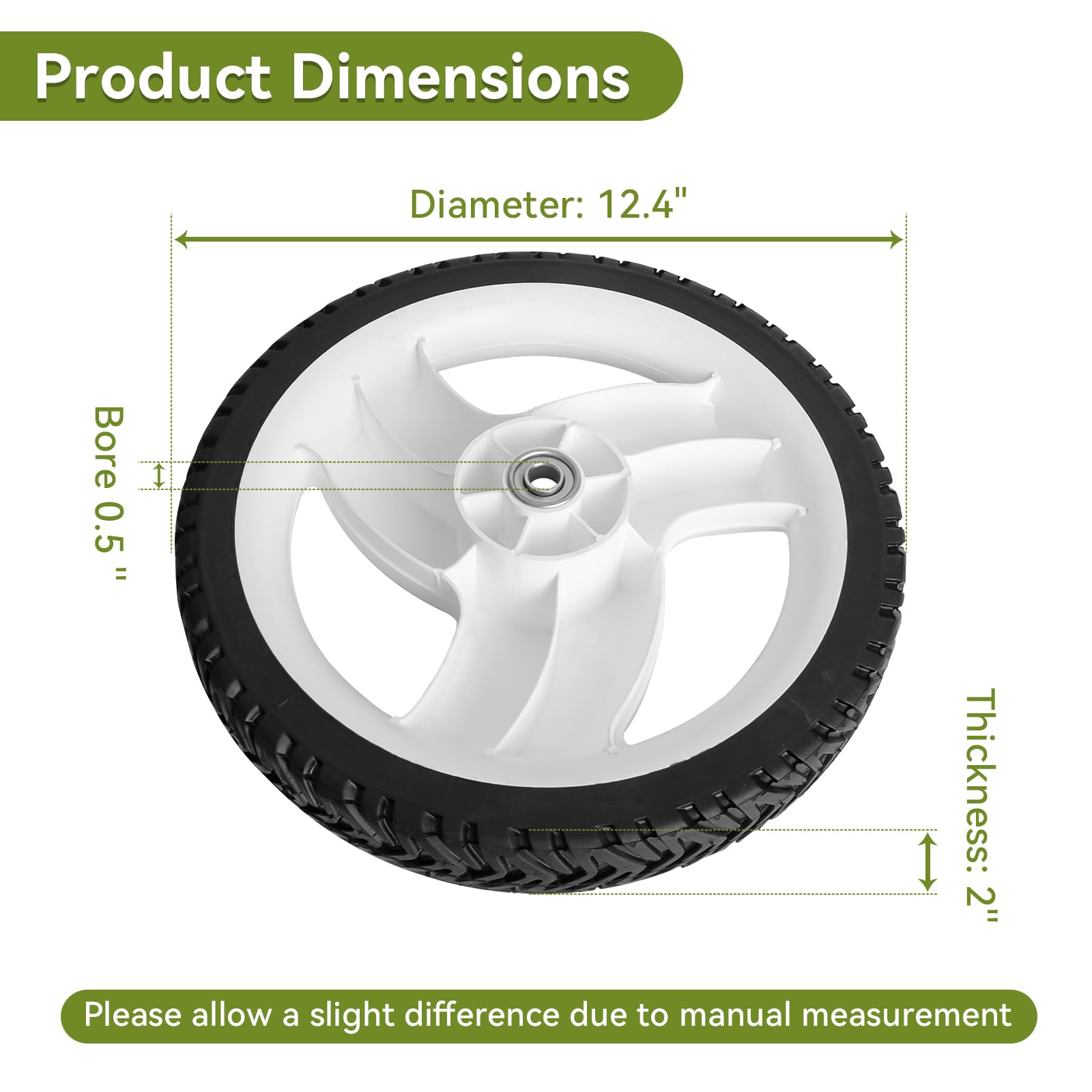 Bularie side profile of wheel displaying tire width and hub for easy fit verification
