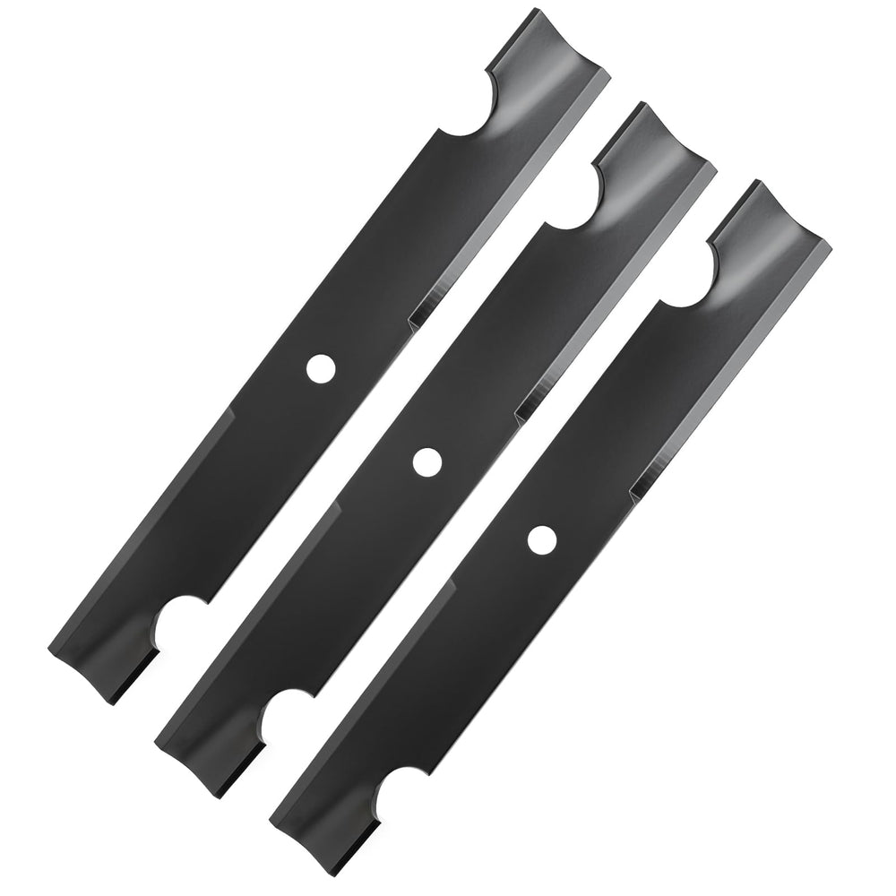 Bularie front view of three 54-inch high-lift blades showing replacement pack benefit
