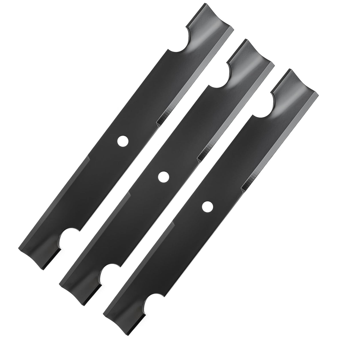 Bularie front view of three 54-inch high-lift blades showing replacement pack benefit