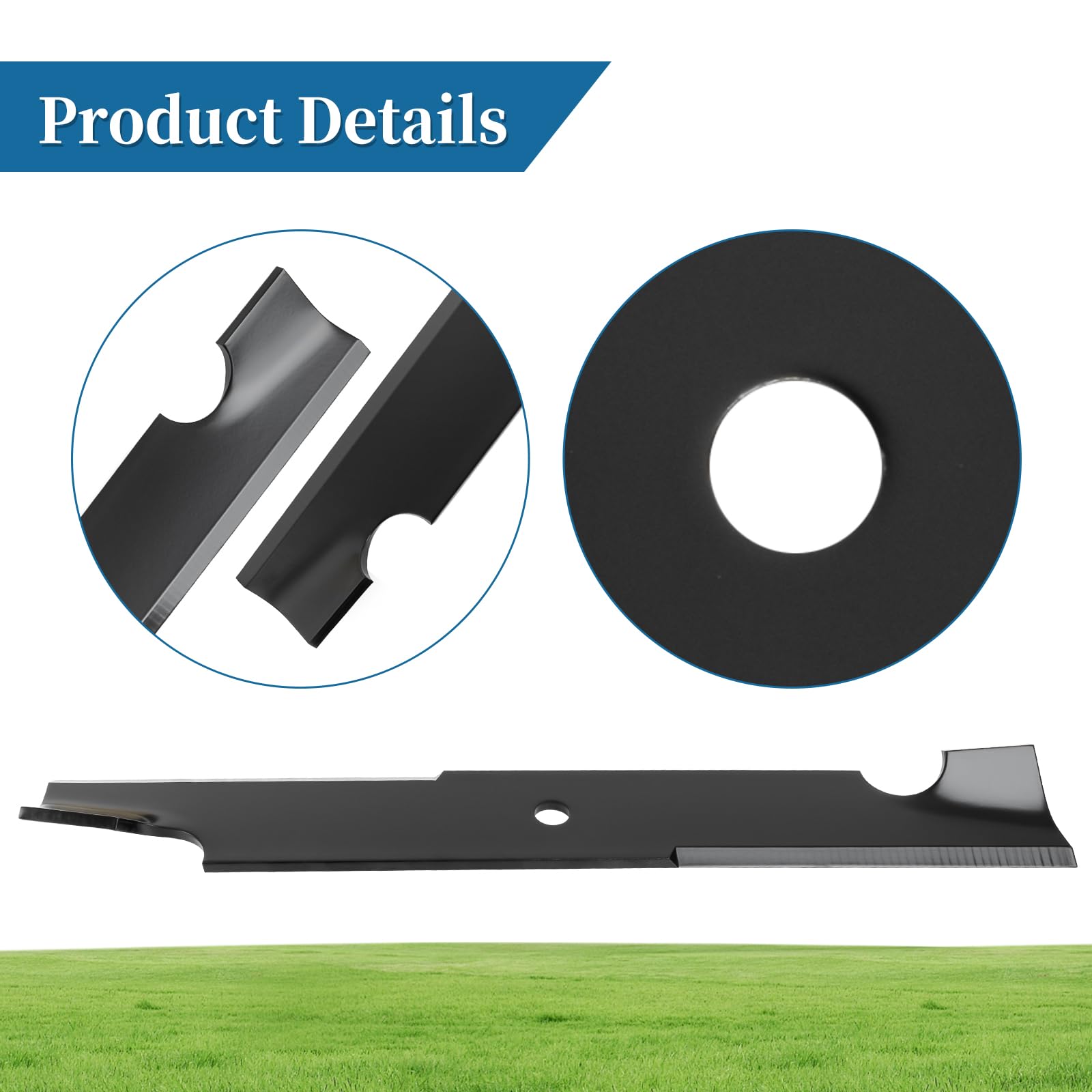 Bularie blades installed on a 54-inch mower deck improving airflow and bagging