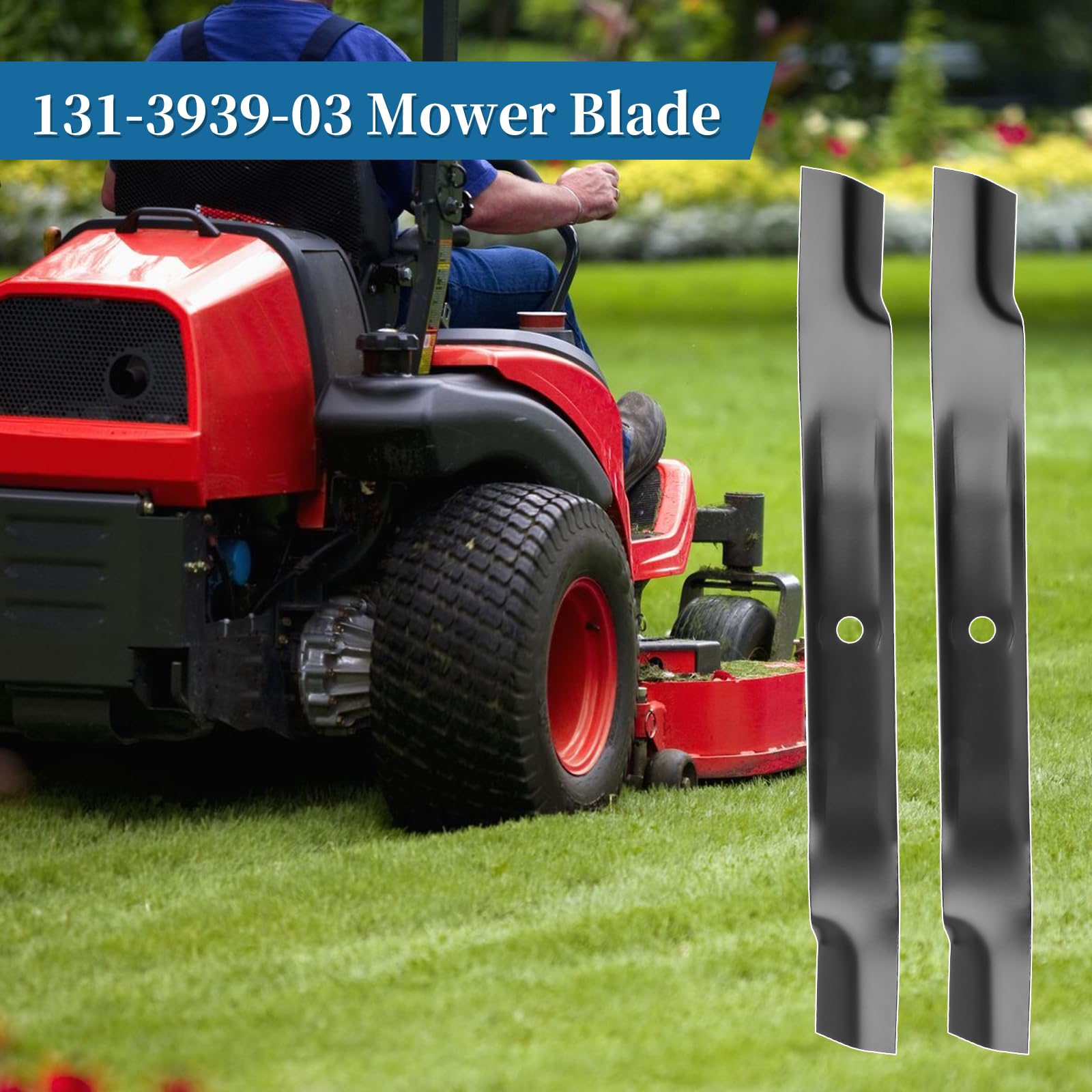 Bularie blades in use with mower and bagger showing enhanced leaf pickup