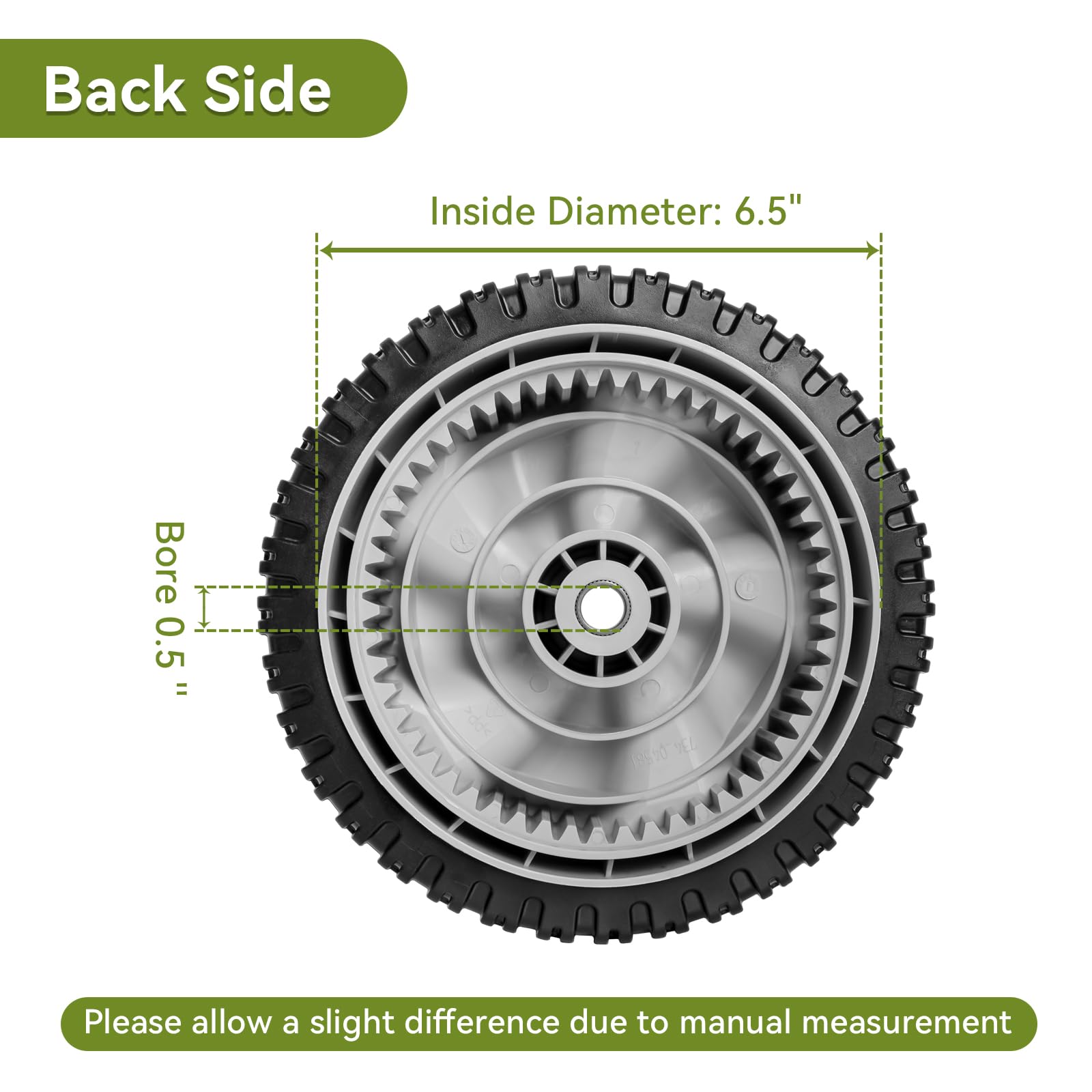 Bularie wheel mounted on mower spindle demonstrating simple installation