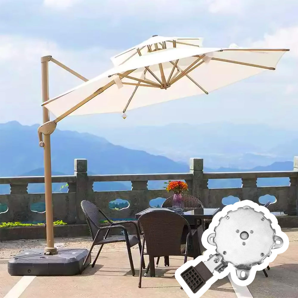 BuleVina in use on a patio umbrella demonstrating easy directional shade