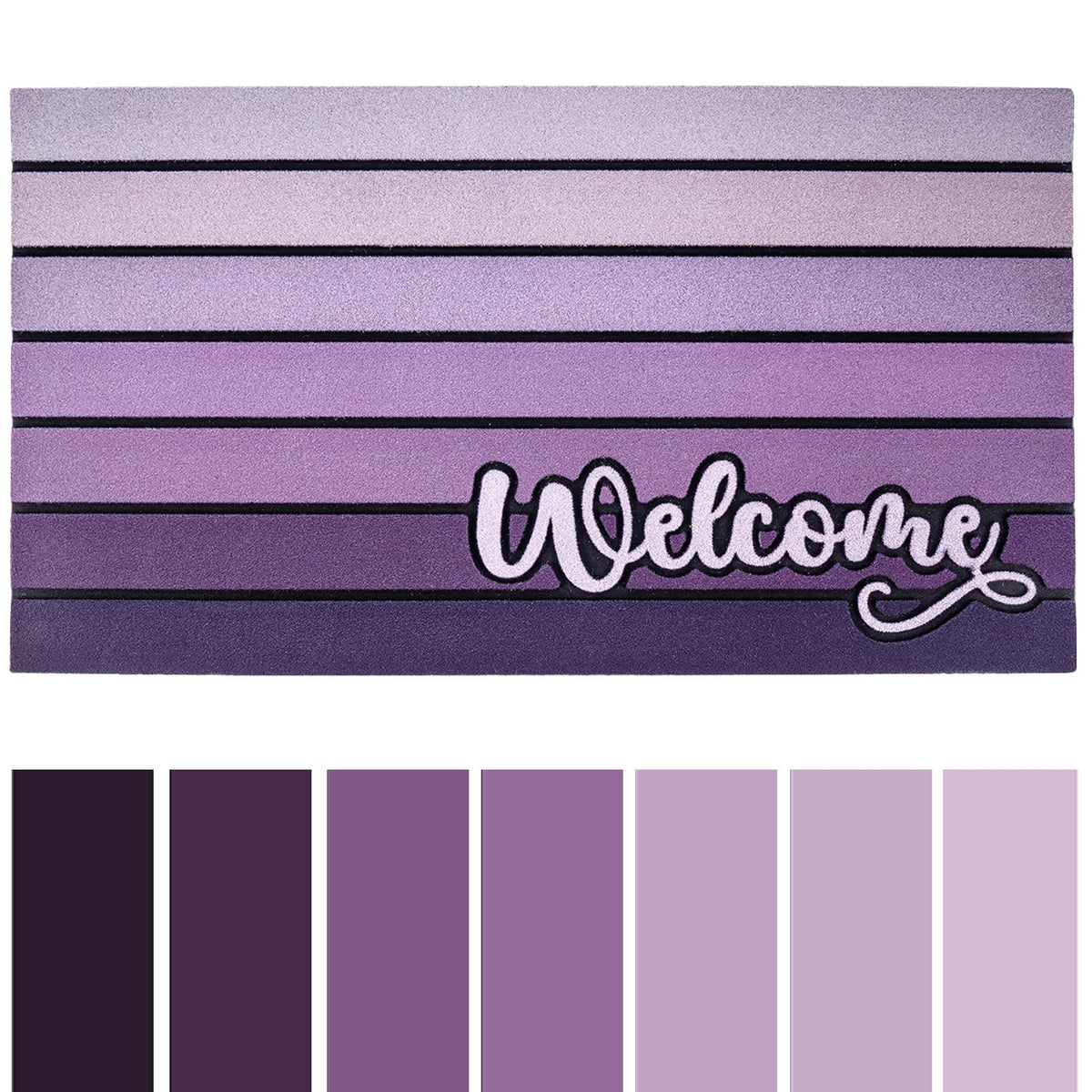 Bulijojo purple front view doormat showing full welcome surface and curb appeal