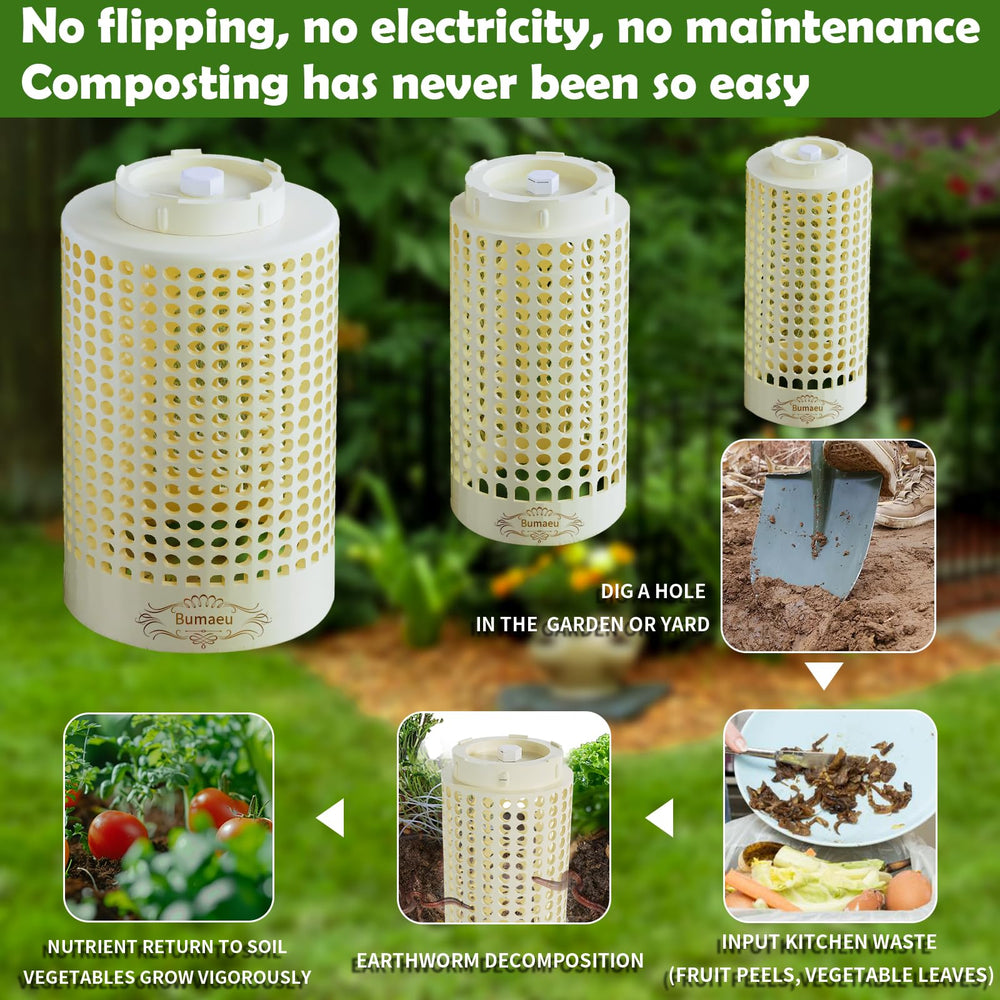 Bumaeu buried in garden bed, showing easy in-ground composting benefit