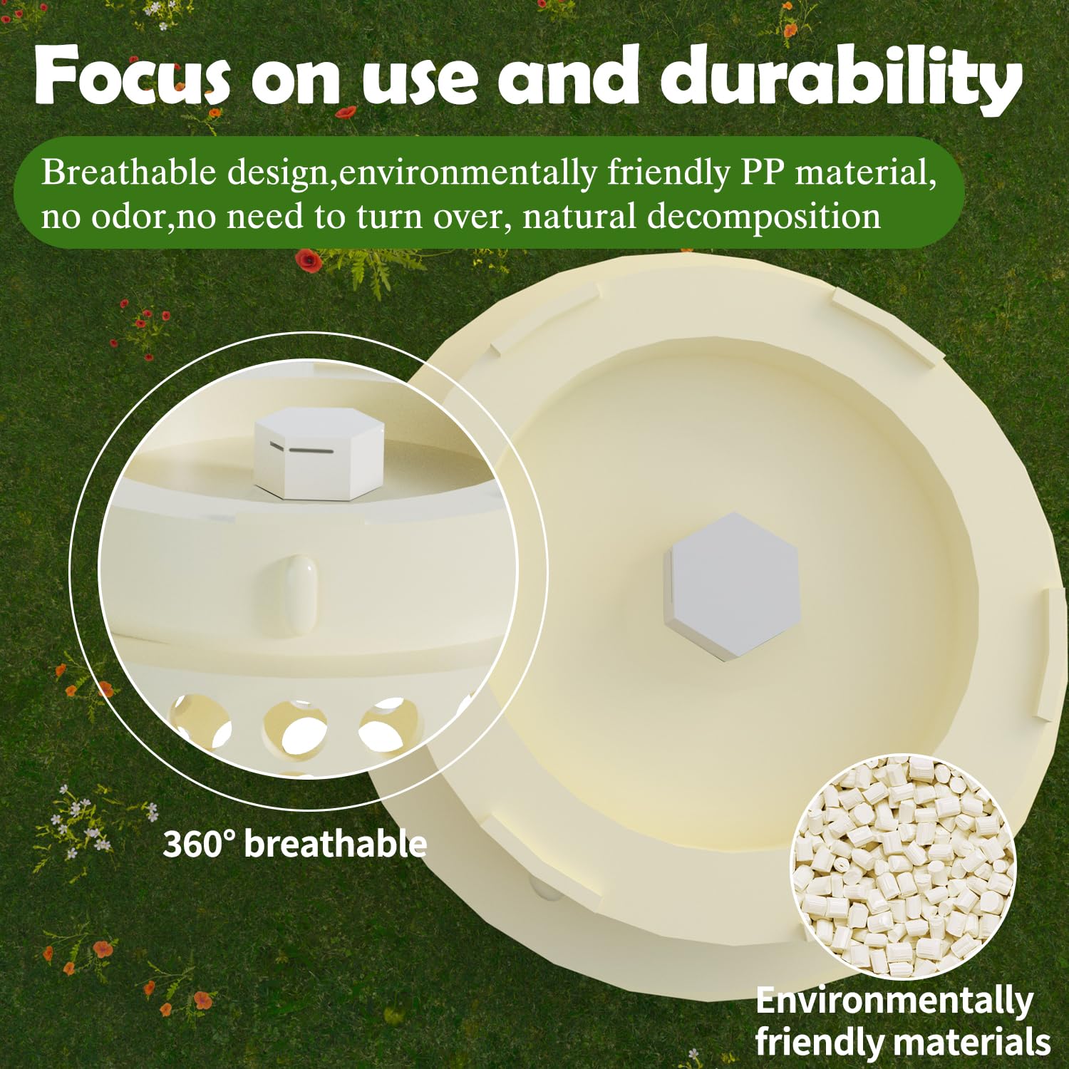 Bumaeu lid and top air valve detail, illustrating ventilation to reduce odors