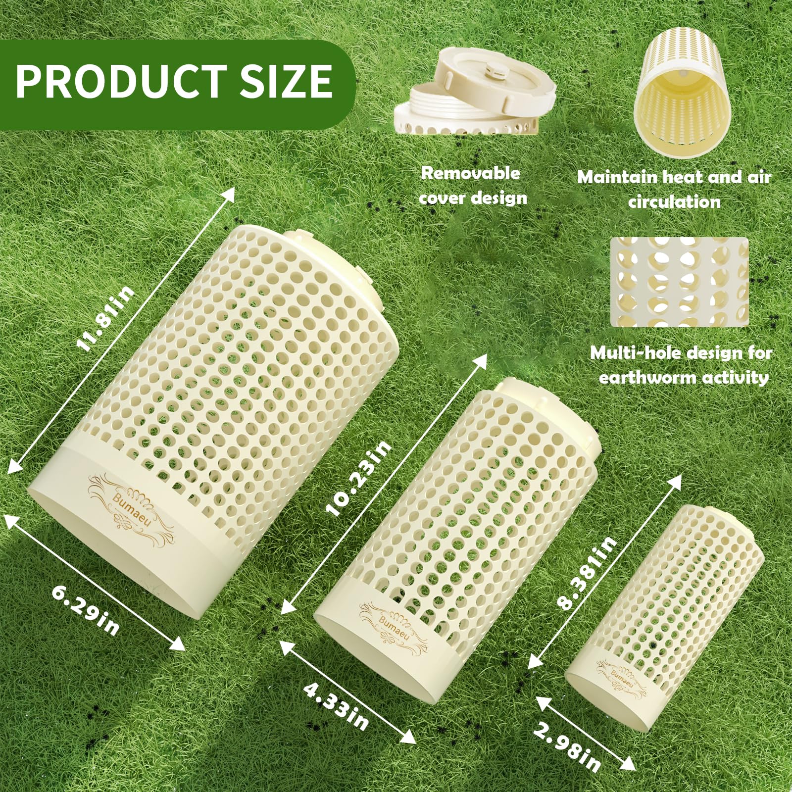 Bumaeu size comparison beside ruler, helping choose correct bin size