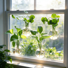 Bunmery close-up of clear glass bulb showing smooth rim and clarity