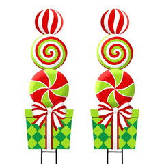 Bunny Chorus front view of two colorful lollipop yard signs brightening curb appeal