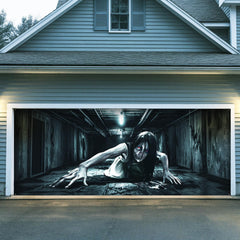 Bunny Chorus front view on garage door showing dramatic ghost and curb appeal