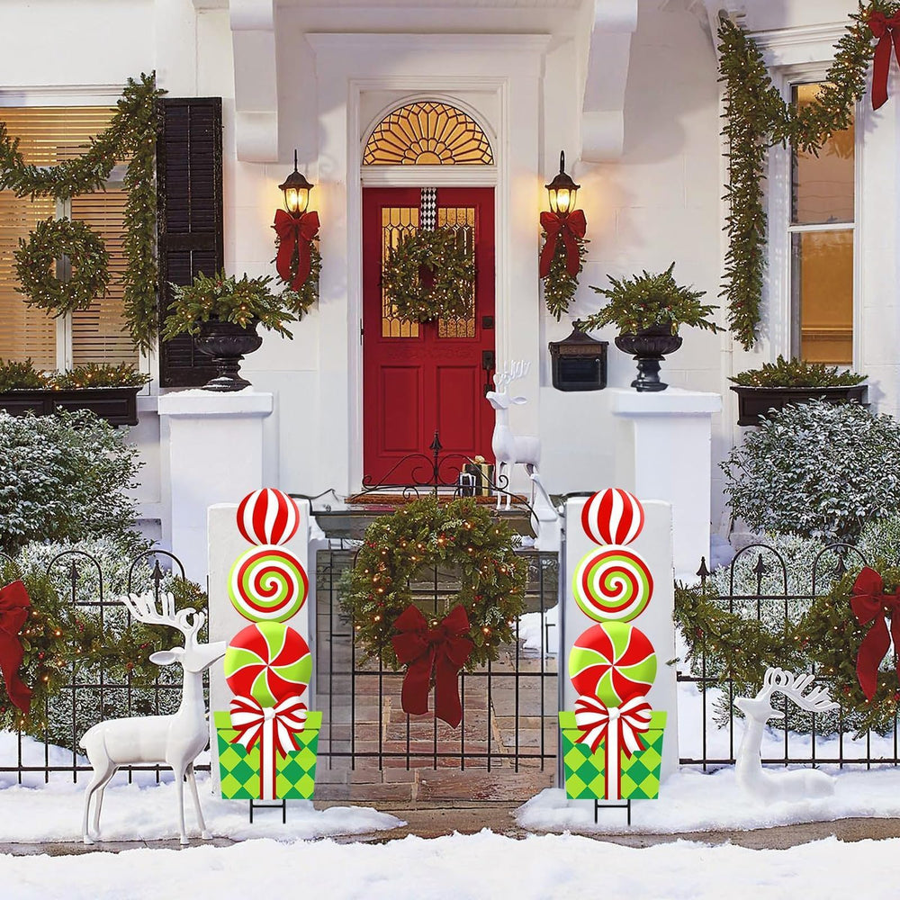 Bunny Chorus nighttime scene with yard signs enhancing holiday atmosphere and charm
