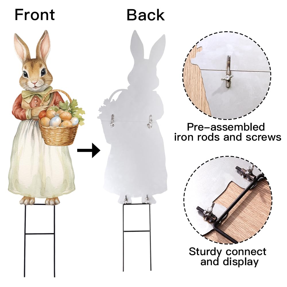 Bunny Chorus side profile with H-stake inserted, offers stable yard anchoring