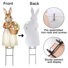 Bunny Chorus side profile with H-stake inserted, offers stable yard anchoring