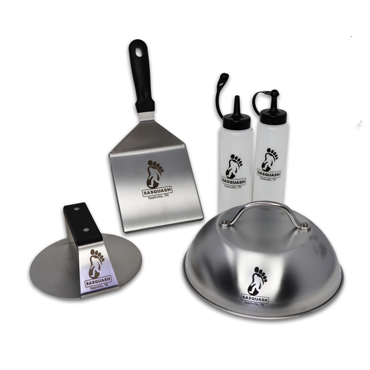 Burger Iron front packaging showing the Sasquash kit and included tools for immediate use