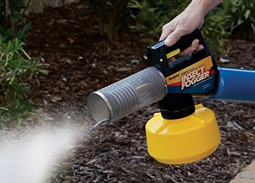 Burgess 1443 producing fine fog into shrubs demonstrating deep penetration and coverage