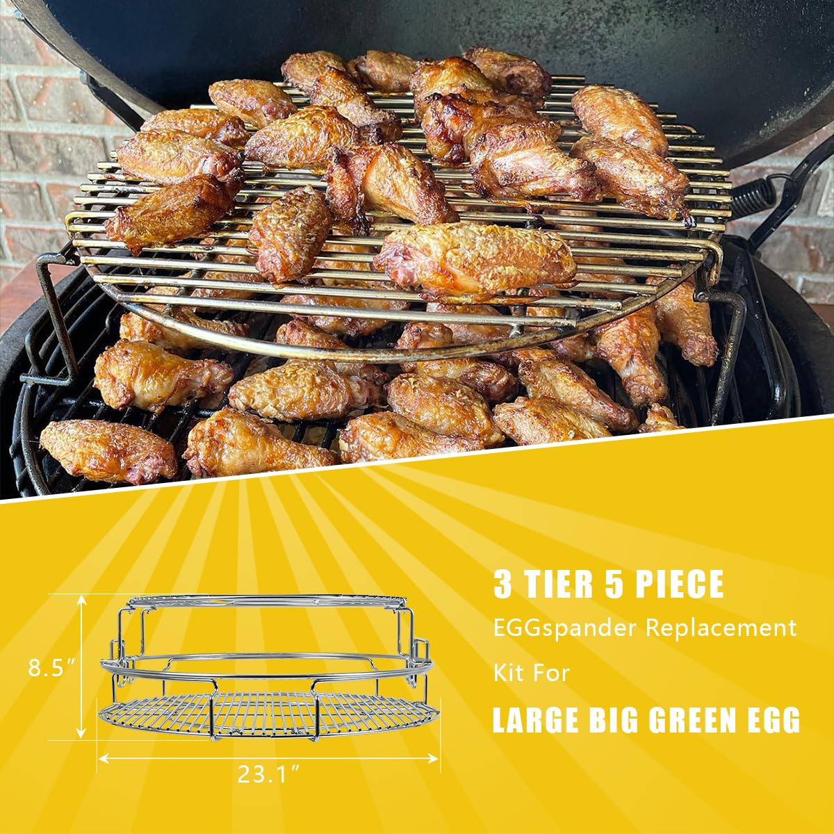 Burly Grill ConvEGGtor basket detail illustrating even indirect heat control