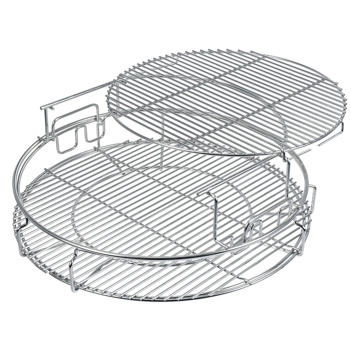 Burly Grill front assembly in Big Green Egg XL showing full kit expanding capacity