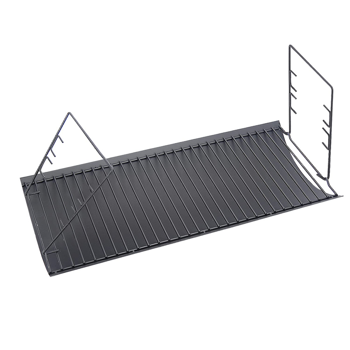 Burly Grill 27-inch ash pan front view showing fit and sturdy construction benefits
